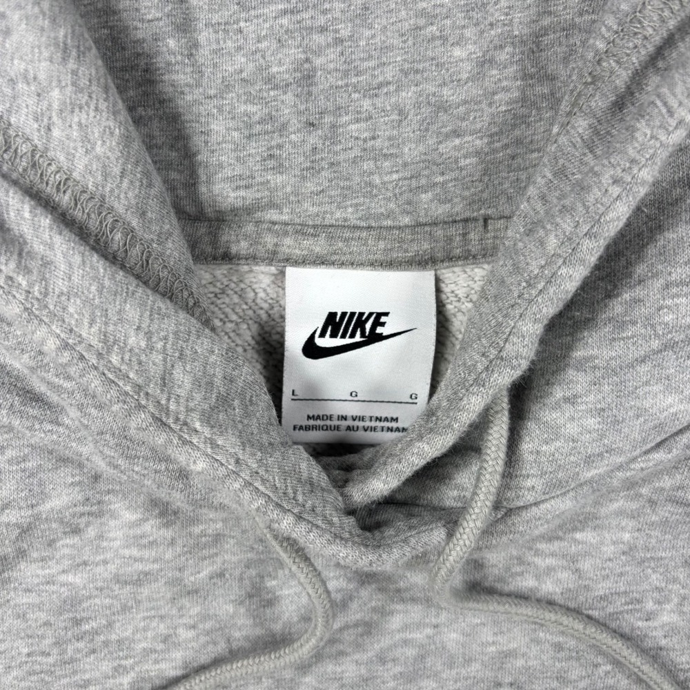 Nike Hoodie Women Large Gray Cropped Fleece Pullover Logo Raglan Sportswear - Picture 3 of 6
